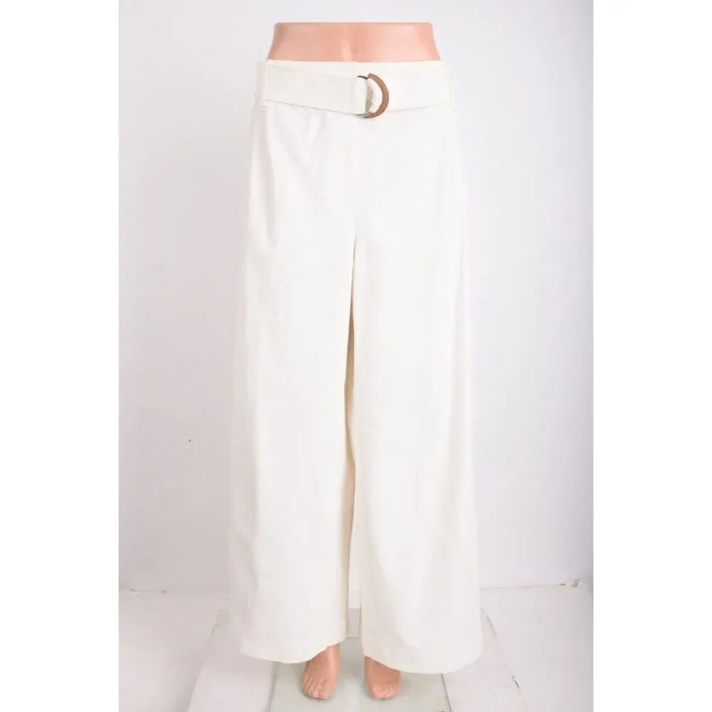 Lafayette 148 Womens Cargo Wide Leg Pants Ankle Sea Salt White US 18 18W NWT